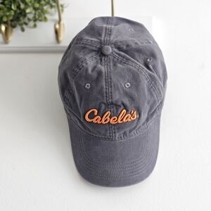 Cabela’s Gray Baseball Cap Hat Orange Embroidered Logo Adjustable OS Dad Hat